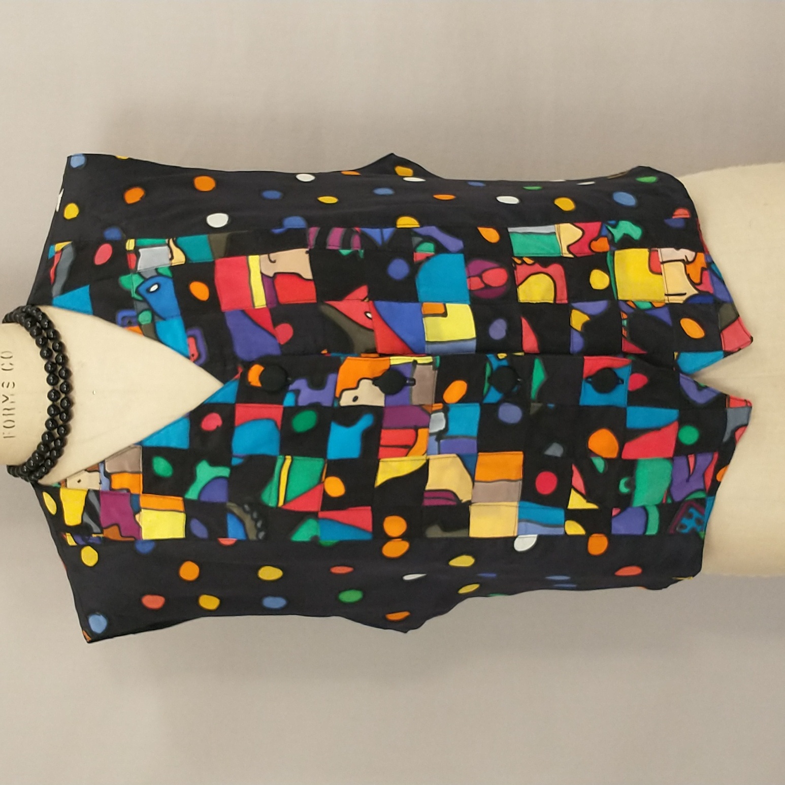 Quality Silk Vest Colorful Patchwork On Black Silkscapes Usa Handpainted Art